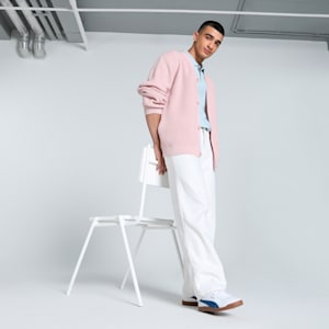 MMQ Men's Relaxed Fit Cardigan, Mauve Mist, extralarge-IND