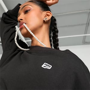 DOWNTOWN RE:COLLECTION Women's Crew Neck Oversized Fit Sweatshirt, PUMA Black, extralarge-IND