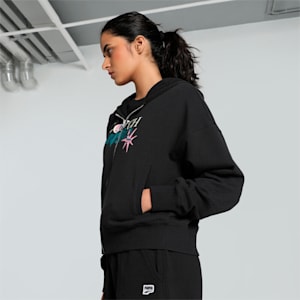 DOWNTOWN Women's Oversized Hoodie, PUMA Black, extralarge-IND