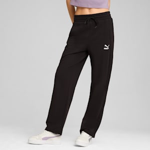 Pants de pista para mujer de cintura alta T7, PUMA Black-PUMA Black, extralarge