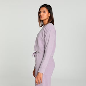 DARE TO Women's Relaxed Fit Washed Crew-Neck Sweatshirt, Pale Plum, extralarge-IND