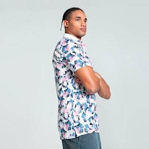 Pique Borrego Men's Golf Polo, White Glow-Blue Horizon, extralarge-IND