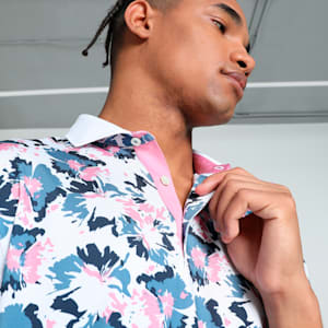 Pique Borrego Men's Golf Polo, White Glow-Blue Horizon, extralarge-IND