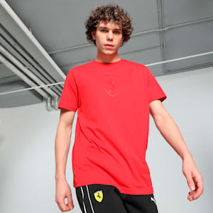 Scuderia Ferrari Race Tonal Shield Men's Motorsport Tee, Rosso Corsa, extralarge-IND