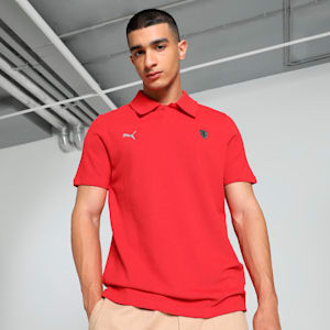 Scuderia Ferrari Style Men's Motorsport Polo, Rosso Corsa, extralarge-IND
