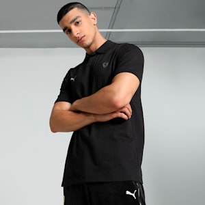 Scuderia Ferrari Style Men's Motorsport Jacquard Polo, PUMA Black, extralarge-IND