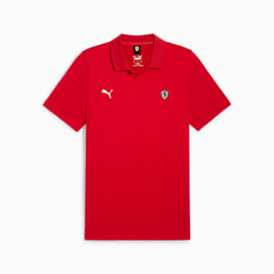 Scuderia Ferrari Style Men's Motorsport Jacquard Polo, Rosso Corsa, extralarge-IND
