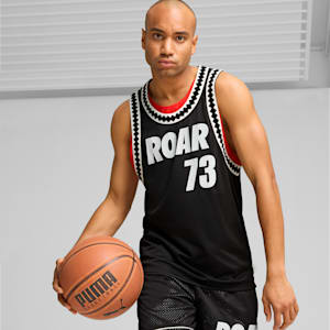 Media Day Men's Basketball Jersey, PUMA Black-For All Time Red, extralarge