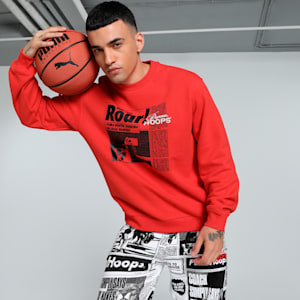 Media Day Basketball Men's Relaxed Fit Crew-Neck Sweatshirt, For All Time Red, extralarge-IND