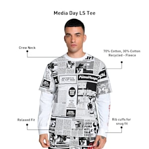 Media Day Long Sleeve Men's Relaxed Fit Basketball Tee, PUMA Black-PUMA White, extralarge-IND