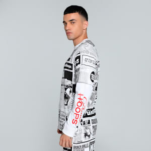 Media Day Long Sleeve Men's Relaxed Fit Basketball Tee, PUMA Black-PUMA White, extralarge-IND