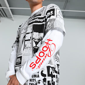 Media Day Long Sleeve Men's Relaxed Fit Basketball Tee, PUMA Black-PUMA White, extralarge-IND
