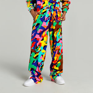 T7 Velour Oversized Track Pants, PUMA Black-AOP, extralarge-IND