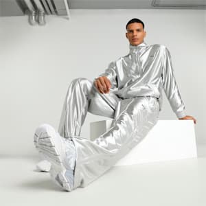 T7 Metallic Men's Track Pants, Cool Light Gray, extralarge