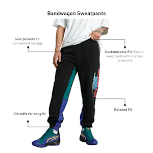 Bandwagon Basketball Men's Relaxed Fit Sweatpants, PUMA Black-Lapis Lazuli, extralarge-IND