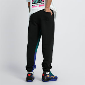 Bandwagon Basketball Men's Relaxed Fit Sweatpants, PUMA Black-Lapis Lazuli, extralarge-IND