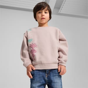 PUMA x TROLLS Little Kids' Graphic Crew Sweat Shirt, Mauve Mist, extralarge