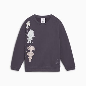 PUMA x TROLLS Little Kids' Graphic Crew Sweat Shirt, Galactic Gray, extralarge