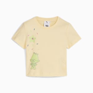 PUMA x TROLLS Little Kids' Short Length Graphic Tee, Creamy Vanilla, extralarge