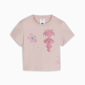 PUMA x TROLLS Little Kids' Short Length Graphic Tee, Mauve Mist, extralarge