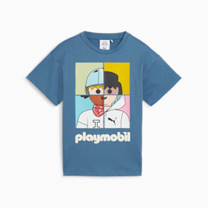 PUMA x PLAYMOBIL® Little Kids' Graphic Tee, Blue Horizon, extralarge