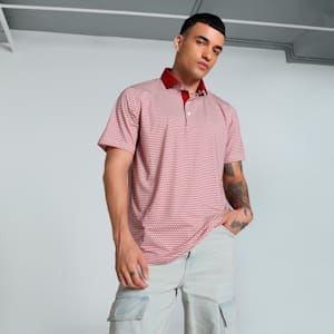MATTR Century Men's Golf Polo, Intense Red-Silver Sky, extralarge-IND