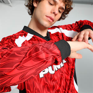 Football Nostalgia Unisex Relaxed Fit Long Sleeve Jersey, Intense Red-AOP, extralarge-IND