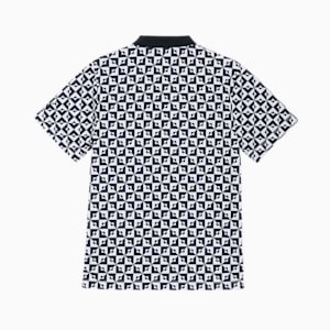 メンズ ゴルフ P ストレッチ カノコ モノグラム AOP 半袖 ポロシャツ, PUMA Black, extralarge-JPN