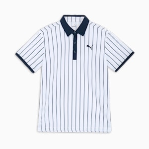 メンズ ゴルフ ストレッチ カノコ ストライプ AOP 半袖 ポロシャツ, White Glow, extralarge-JPN