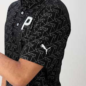メンズ ゴルフ パイル ジャカード Pロゴ 半袖 ポロシャツ, PUMA Black, extralarge-JPN