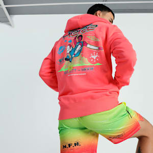 MELO 1Love Full-Zip Men's Oversized Basketball Hoodie, Pink Alert, extralarge-IND