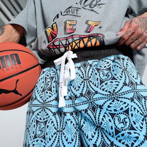 HOOPS x LAFRANCÉ Mosaic Men's Relaxed Fit Basketball Shorts, Team Light Blue-AOP, extralarge-IND