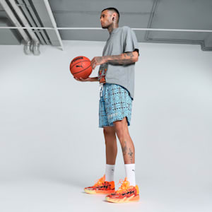 HOOPS x LAFRANCÉ Mosaic Men's Relaxed Fit Basketball Shorts, Team Light Blue-AOP, extralarge-IND