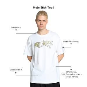 Melo 50th Men's Oversized Fit Basketball Tee, PUMA White, extralarge-IND