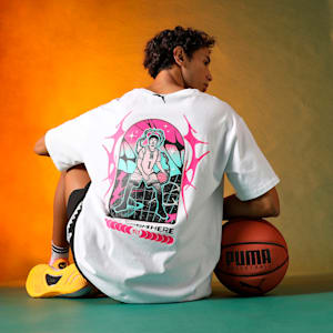 Melo Miami Men's Oversized Fit Basketball Tee, PUMA White, extralarge-IND