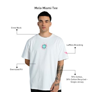 Melo Miami Men's Oversized Fit Basketball Tee, PUMA White, extralarge-IND