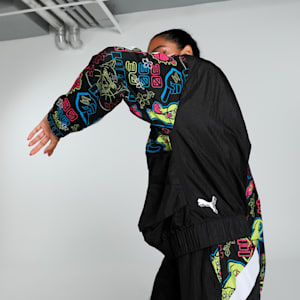 STEWIE x TOKYO NIGHTS Women's Track Jacket, PUMA Black-AOP, extralarge