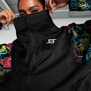 STEWIE x TOKYO NIGHTS Women's Track Jacket, PUMA Black-AOP, extralarge