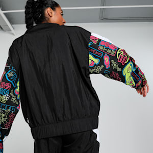 STEWIE x TOKYO NIGHTS Women's Track Jacket, PUMA Black-AOP, extralarge
