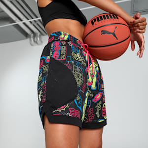STEWIE TOKYO Women's Relaxed Fit Basketball Shorts, PUMA Black-AOP, extralarge-IND