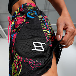 STEWIE TOKYO Women's Relaxed Fit Basketball Shorts, PUMA Black-AOP, extralarge-IND