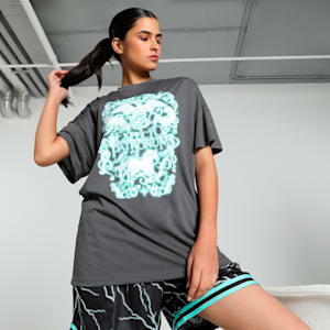 PUMA HOOPS x HARRY POTTER™ Women's Oversized Basketball Tee, Shadow Gray, extralarge-IND