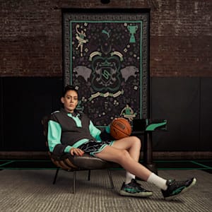 Shorts de basquetbol para mujer PUMA HOOPS x HARRY POTTER, PUMA Black-AOP, extralarge
