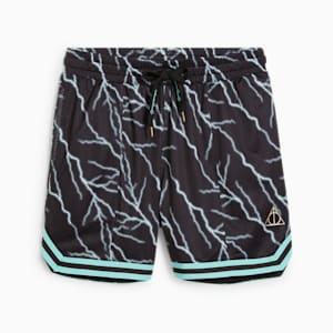 Shorts de basquetbol para mujer PUMA HOOPS x HARRY POTTER, PUMA Black-AOP, extralarge