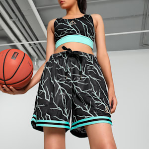 PUMA HOOPS x HARRY POTTER™ Women's Relaxed Fit Basketball Shorts, PUMA Black-AOP, extralarge-IND