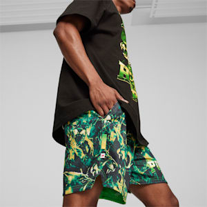 PUMA HOOPS x 2K Men's Shorts, PUMA Green-PUMA Black-AOP, extralarge