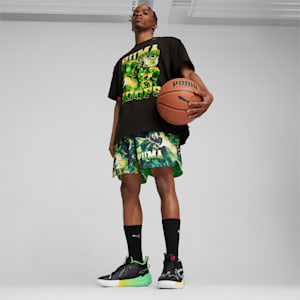 PUMA HOOPS x NBA 2K Men's Shorts, PUMA Green-PUMA Black-AOP, extralarge