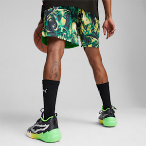 Shorts para hombre PUMA HOOPS x 2K, PUMA Green-PUMA Black-AOP, extralarge