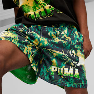PUMA HOOPS x NBA 2K Men's Shorts, PUMA Green-PUMA Black-AOP, extralarge