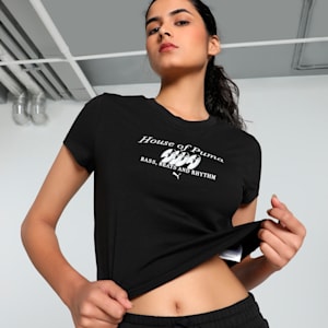 GRAPHICS MUSIC Women's Slim Fit Crop Tee, PUMA Black, extralarge-IND
